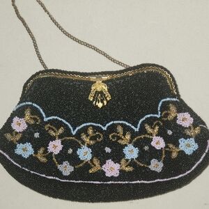 Vintage Walborg Glass Beaded Floral Clutch $120